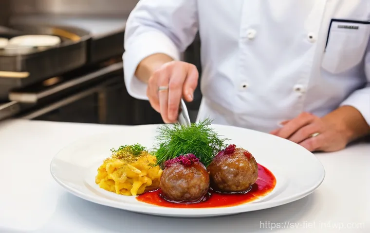 플렉시테리언 식단으로 외식하기 - **Prompt:** A vibrant, modern Swedish restaurant interior, bathed in warm, inviting light. Diverse g...