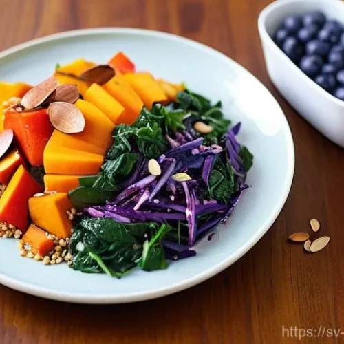 플렉시테리언 식단과 면역 체계 강화 - **Prompt 1: A Rainbow Plate for Immunity**
    A vibrant, overhead, close-up shot of a meticulously ...